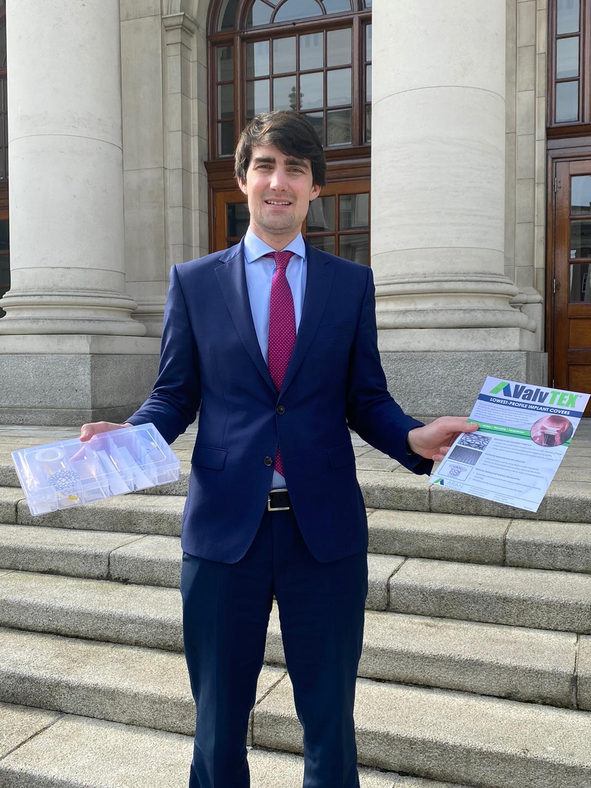 Jack Chambers, Government Chief Whip and Minister of State for Gaeltacht Affairs and Sport, with Aran Biomedical Samples and Brochure